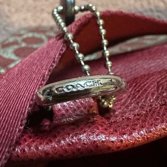 Coach Red/Grey Signature Coated Canvas and Leather crossbody Shoulder Dusty - Picture 8 of 11